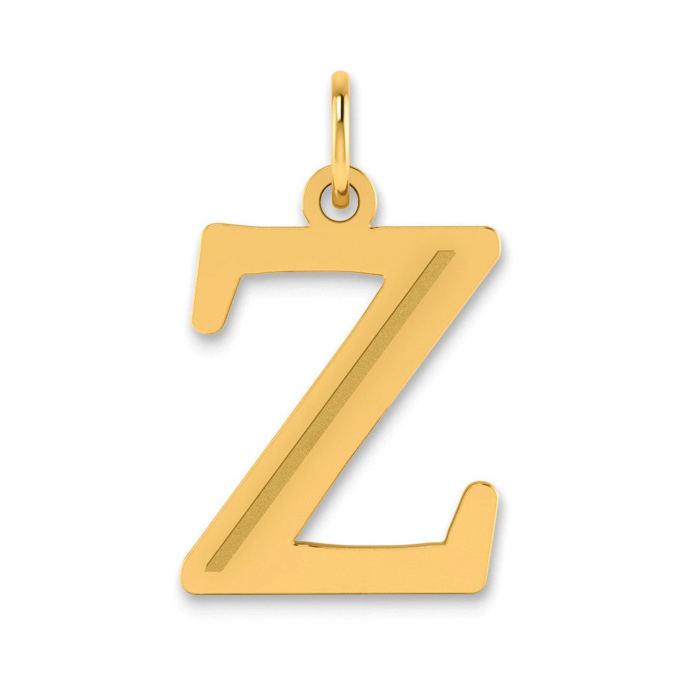 14k Polished Etched Letter Z Initial Pendant
