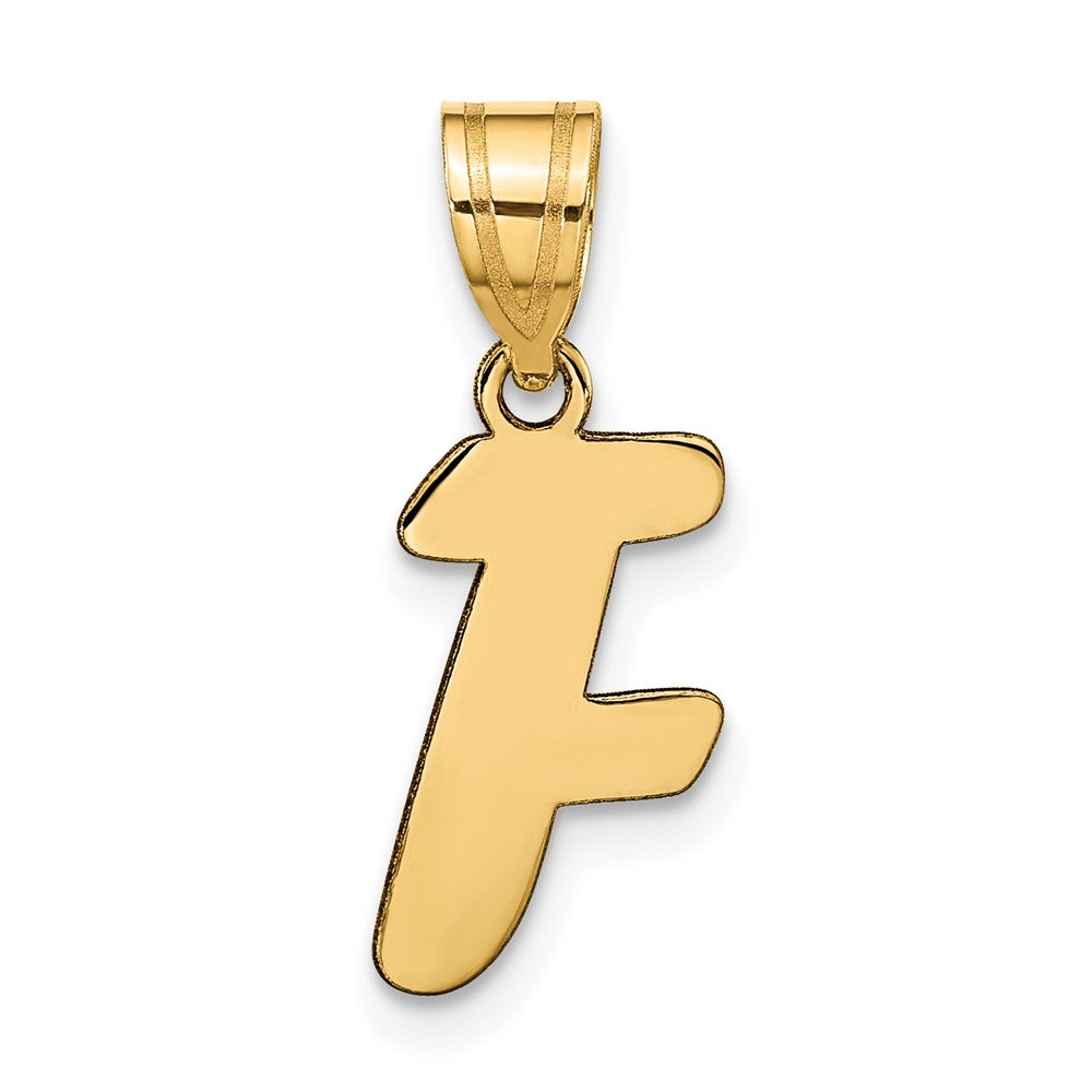 14k Polished Script Letter F Initial Pendant