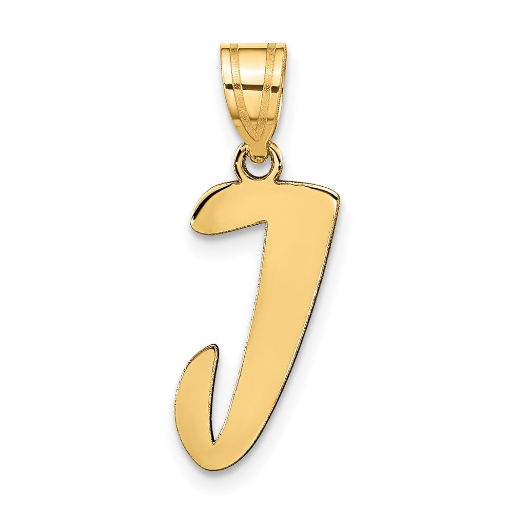14k Polished Script Letter J Initial Pendant