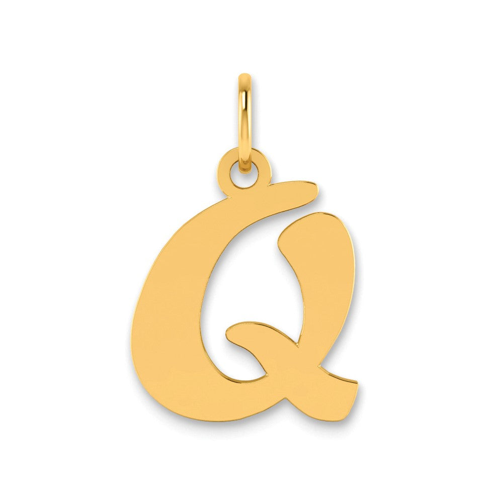 14k Polished Script Letter Q Initial Pendant