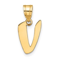 Load image into Gallery viewer, 14k Polished Script Letter V Initial Pendant
