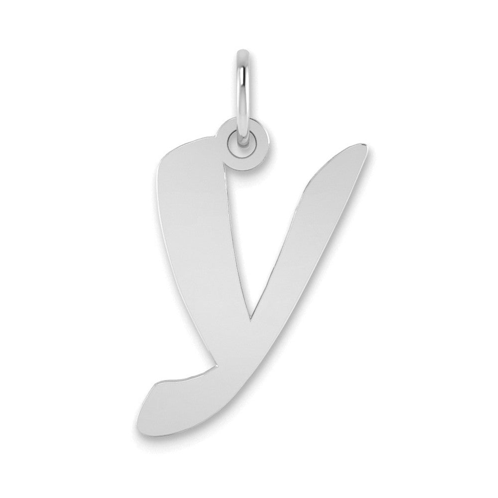 14kw Polished Script Letter Y Initial Pendant