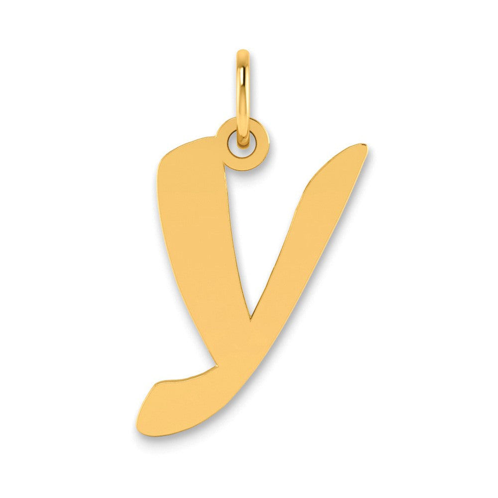 14k Polished Script Letter Y Initial Pendant