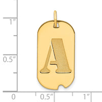 Load image into Gallery viewer, 14k Polished Letter A Initial Dog Tag Pendant
