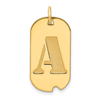 Load image into Gallery viewer, 14k Polished Letter A Initial Dog Tag Pendant
