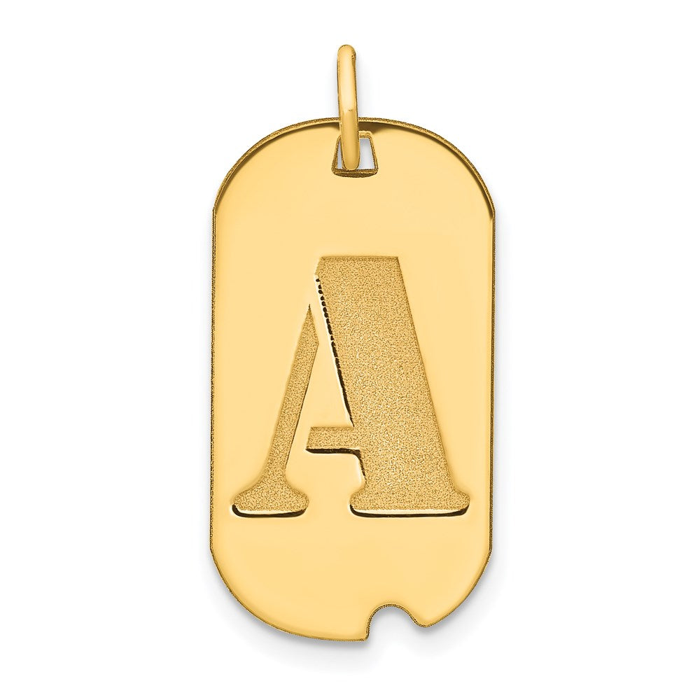 14k Polished Letter A Initial Dog Tag Pendant
