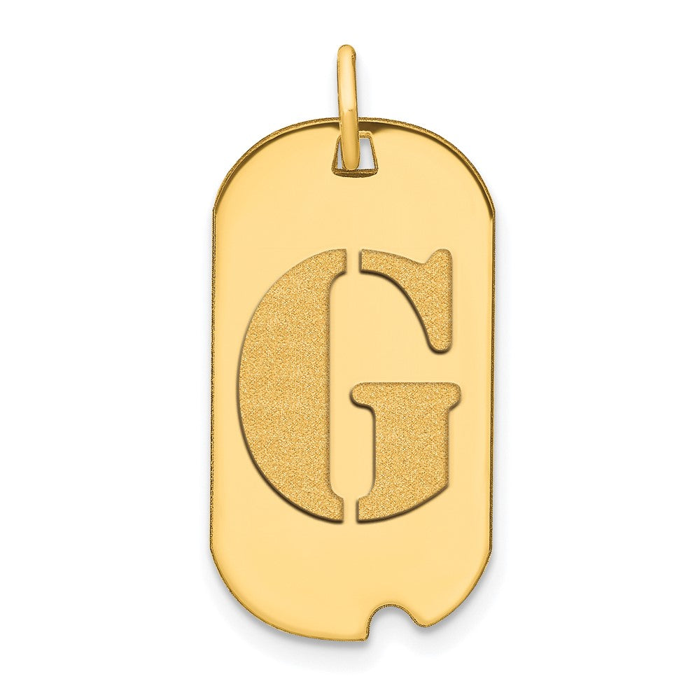 14k Polished Letter G Initial Dog Tag Pendant