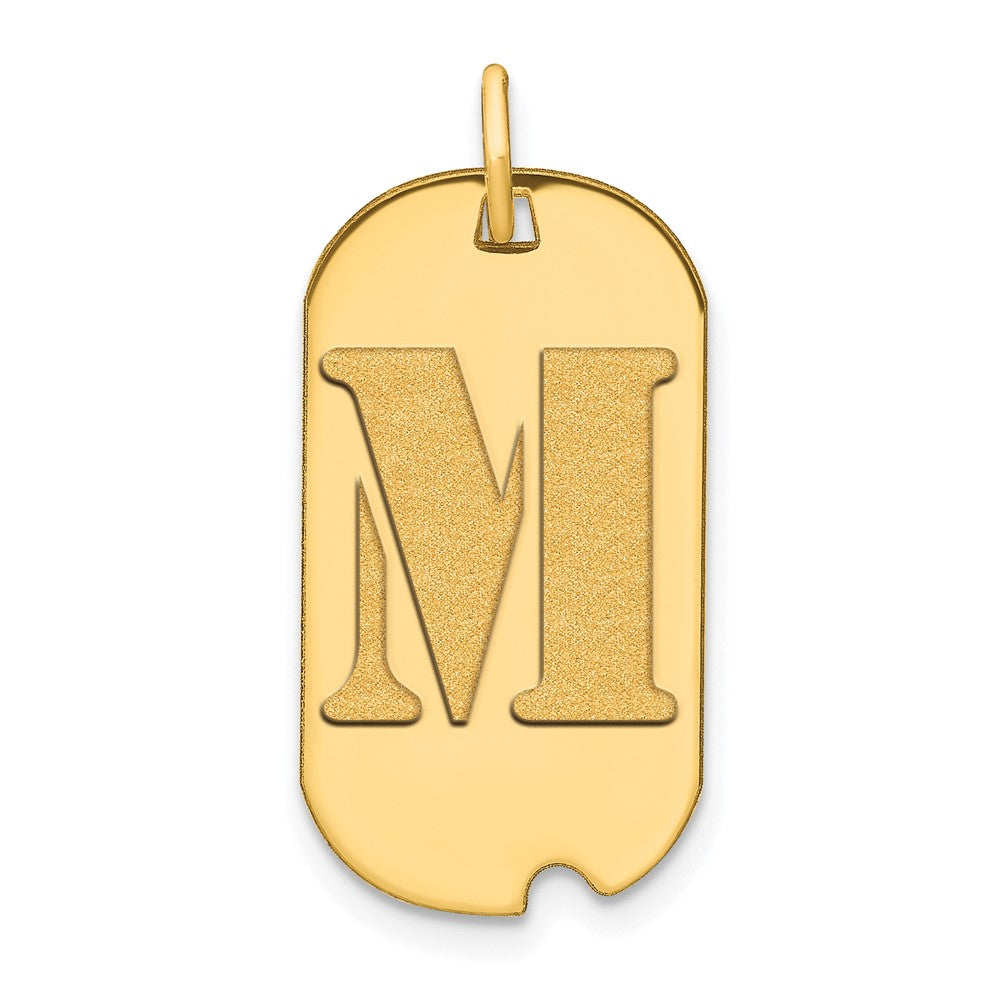 14k Polished Letter M Initial Dog Tag Pendant