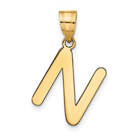 Load image into Gallery viewer, 14k Polished Bubble Letter N Initial Pendant
