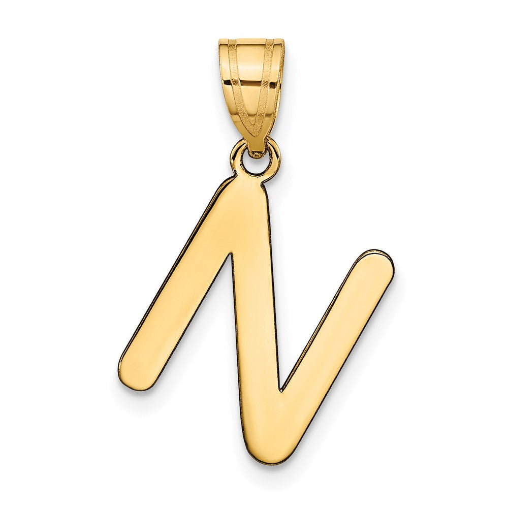 14k Polished Bubble Letter N Initial Pendant