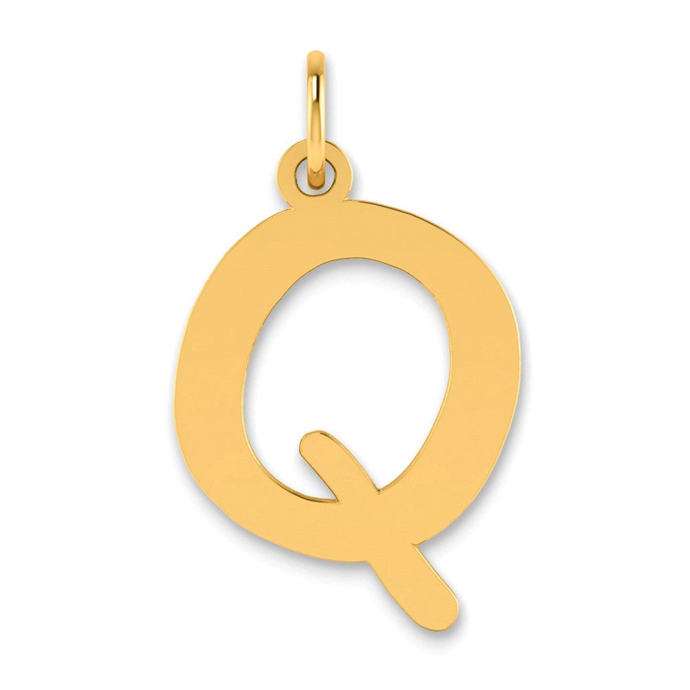 14k Polished Bubble Letter Q Initial Pendant