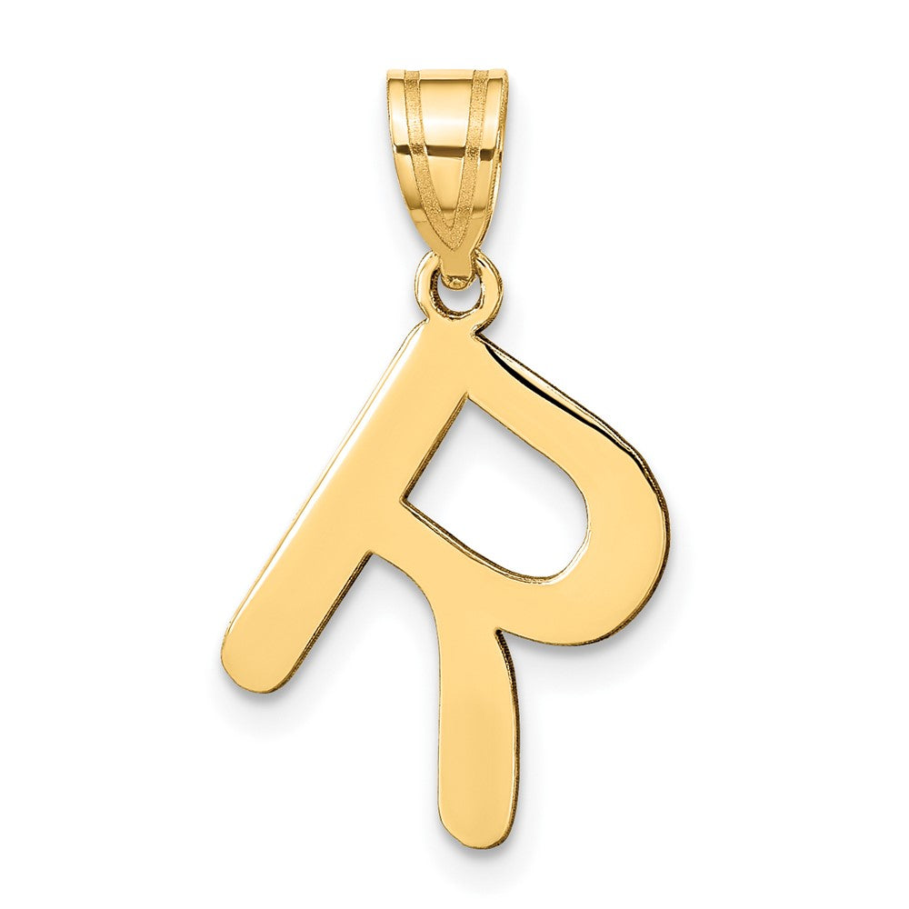 14k Polished Bubble Letter R Initial Pendant