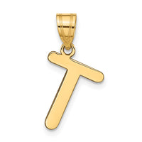 Load image into Gallery viewer, 14k Polished Bubble Letter T Initial Pendant
