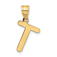 Load image into Gallery viewer, 14k Polished Bubble Letter T Initial Pendant
