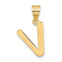 Load image into Gallery viewer, 14k Polished Bubble Letter V Initial Pendant
