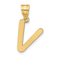 Load image into Gallery viewer, 14k Polished Bubble Letter V Initial Pendant
