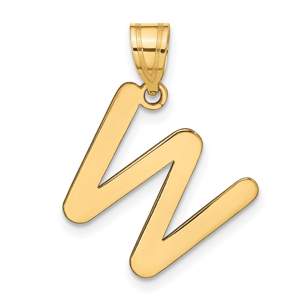 14k Polished Bubble Letter W Initial Pendant