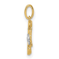 Load image into Gallery viewer, 14k CZ Diamond-cut Moon and Star Pendant
