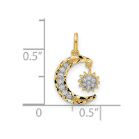 Load image into Gallery viewer, 14k CZ Diamond-cut Moon and Star Pendant
