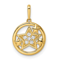 Load image into Gallery viewer, 14k CZ Stars Circular Pendant

