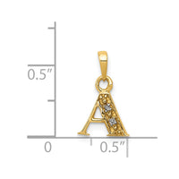 Load image into Gallery viewer, 14KY with Rhodium Diamond Letter A Initial Pendant
