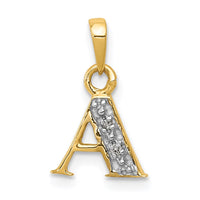 Load image into Gallery viewer, 14KY with Rhodium Diamond Letter A Initial Pendant
