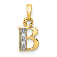 Load image into Gallery viewer, 14KY with Rhodium Diamond Letter B Initial Pendant
