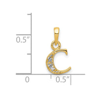 Load image into Gallery viewer, 14KY with Rhodium Diamond Letter C Initial Pendant
