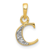 Load image into Gallery viewer, 14KY with Rhodium Diamond Letter C Initial Pendant
