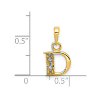 Load image into Gallery viewer, 14KY with Rhodium Diamond Letter D Initial Pendant
