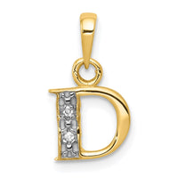 Load image into Gallery viewer, 14KY with Rhodium Diamond Letter D Initial Pendant
