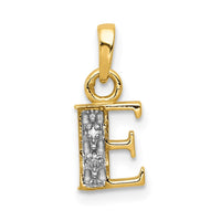 Load image into Gallery viewer, 14KY with Rhodium Diamond Letter E Initial Pendant
