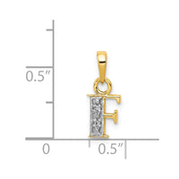 Load image into Gallery viewer, 14KY with Rhodium Diamond Letter F Initial Pendant
