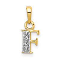 Load image into Gallery viewer, 14KY with Rhodium Diamond Letter F Initial Pendant
