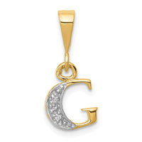 Load image into Gallery viewer, 14KY with Rhodium Diamond Letter G Initial Pendant
