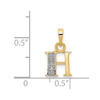 Load image into Gallery viewer, 14KY with Rhodium Diamond Letter H Initial Pendant
