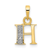 Load image into Gallery viewer, 14KY with Rhodium Diamond Letter H Initial Pendant
