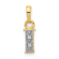 Load image into Gallery viewer, 14KY with Rhodium Diamond Letter I Initial Pendant
