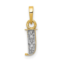Load image into Gallery viewer, 14KY with Rhodium Diamond Letter J Initial Pendant
