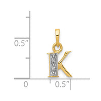 Load image into Gallery viewer, 14KY with Rhodium Diamond Letter K Initial Pendant
