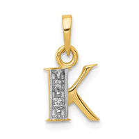 Load image into Gallery viewer, 14KY with Rhodium Diamond Letter K Initial Pendant
