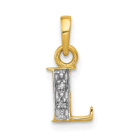 Load image into Gallery viewer, 14KY with Rhodium Diamond Letter L Initial Pendant
