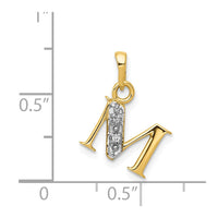 Load image into Gallery viewer, 14KY with Rhodium Diamond Letter M Initial Pendant
