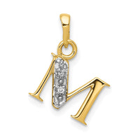 Load image into Gallery viewer, 14KY with Rhodium Diamond Letter M Initial Pendant
