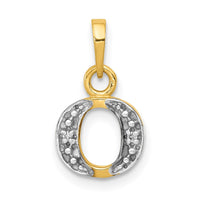 Load image into Gallery viewer, 14KY with Rhodium Diamond Letter O Initial Pendant
