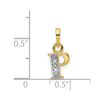 Load image into Gallery viewer, 14KY with Rhodium Diamond Letter P Initial Pendant
