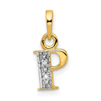 Load image into Gallery viewer, 14KY with Rhodium Diamond Letter P Initial Pendant
