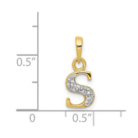 Load image into Gallery viewer, 14KY with Rhodium Diamond Letter S Initial Pendant
