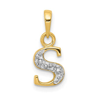 Load image into Gallery viewer, 14KY with Rhodium Diamond Letter S Initial Pendant
