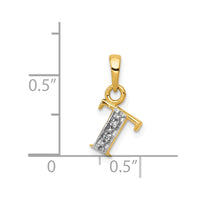 Load image into Gallery viewer, 14KY with Rhodium Diamond Letter T Initial Pendant
